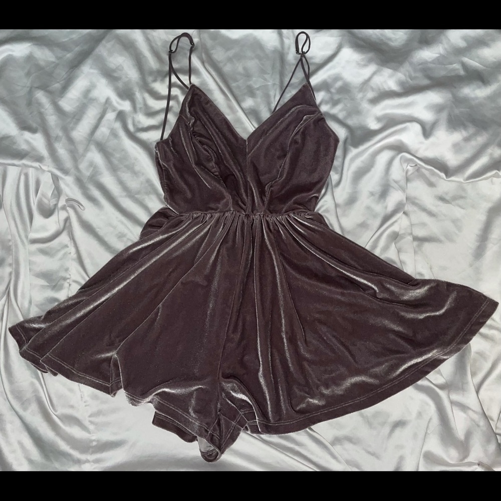 Purple velvet romper